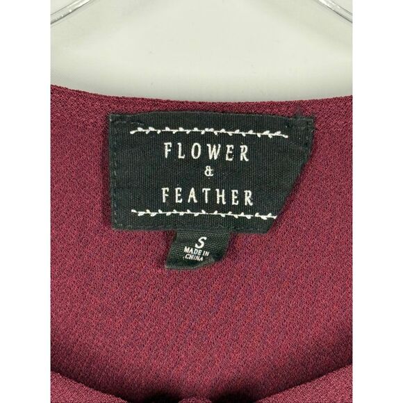 005 --- Flower and Feather Keyhole Neckline Sheer Puff Polk a Dot Sleeve Sweater - Picture 4 of 8
